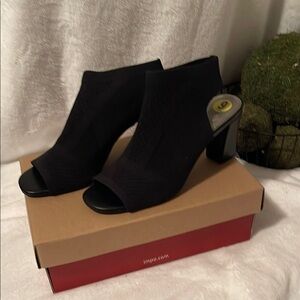 Impo Black Peep Toe Heeled Booties